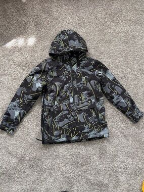 Five Seasons Sweden Kids Ski Jacket Youth L 158/164 Black Neon Print Like New